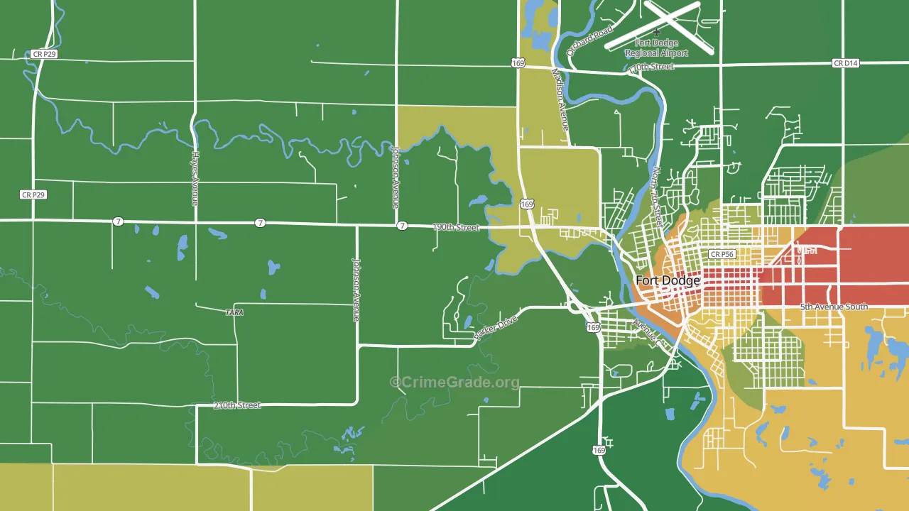 Tara, IA Map of Robbery Rates