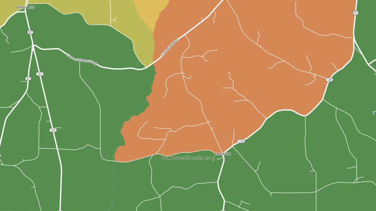 Tarentum, AL Map of Robbery Rates