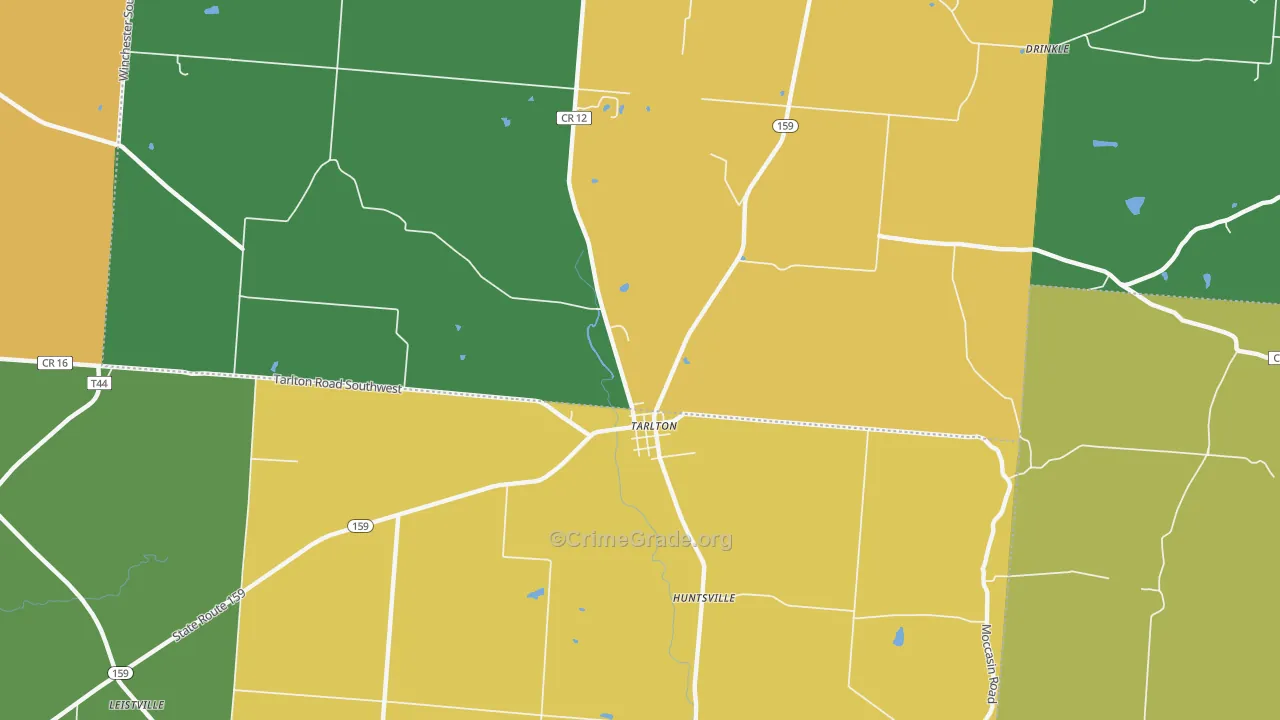 Tarlton, OH Map of Robbery Rates