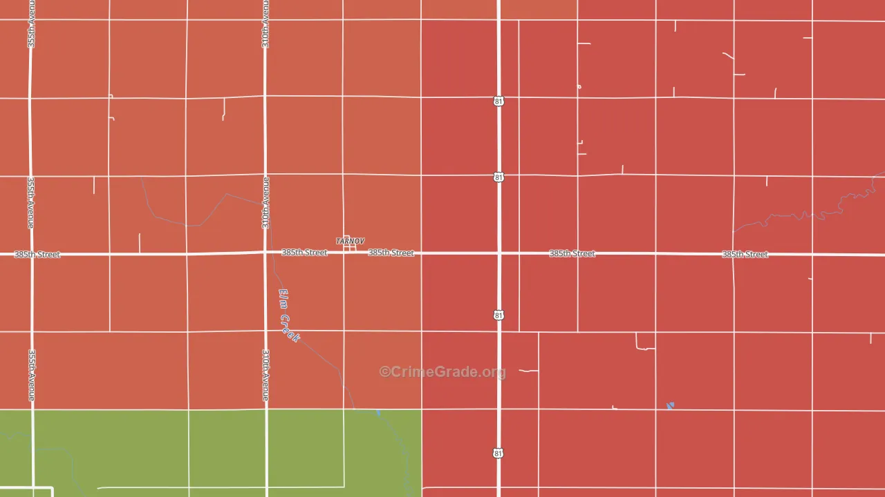 Tarnov, NE Map of Robbery Rates