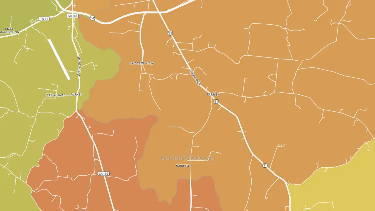Tarpley, TN Map of Robbery Rates