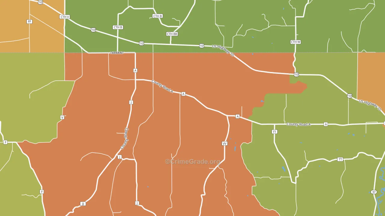 Tarrant, WI Map of Robbery Rates