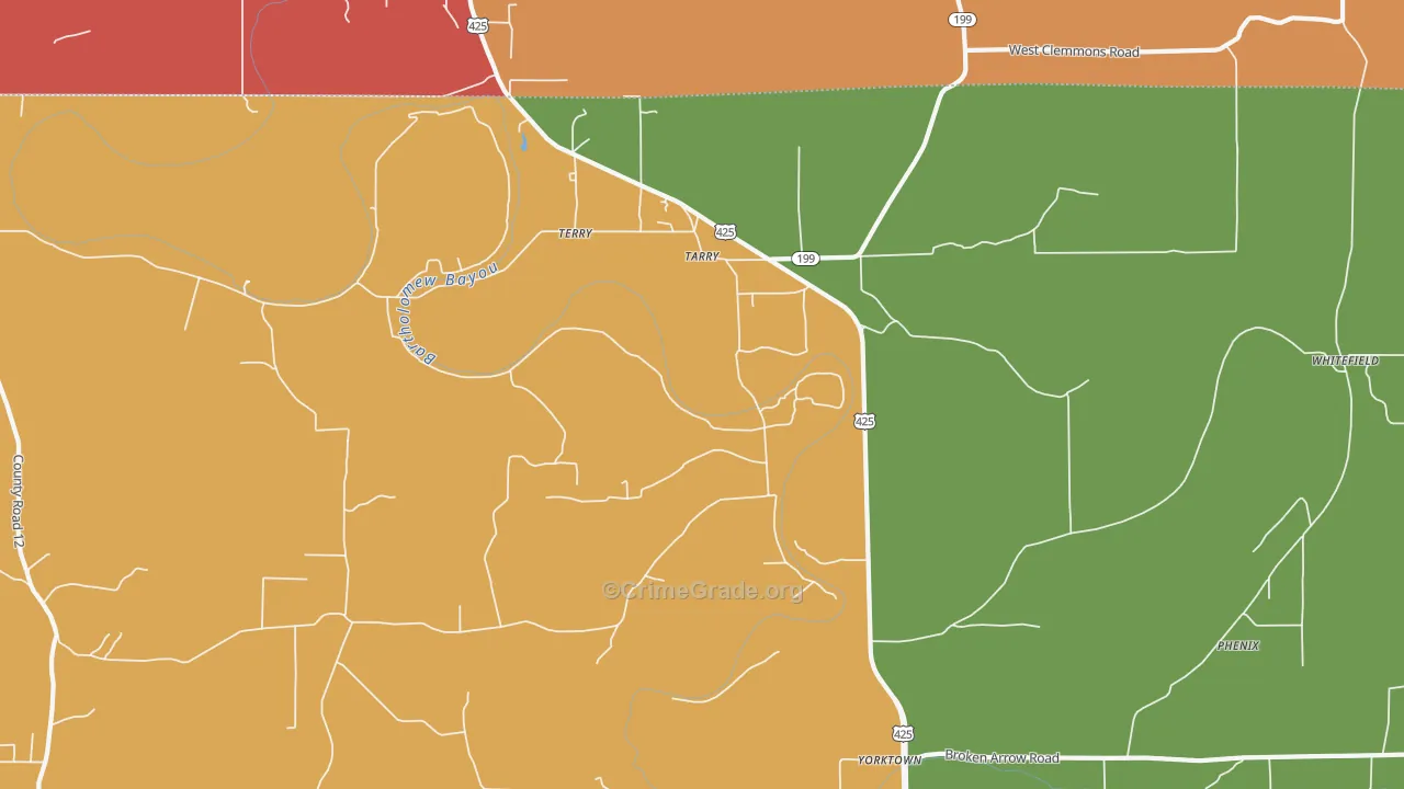 Tarry, AR Map of Robbery Rates