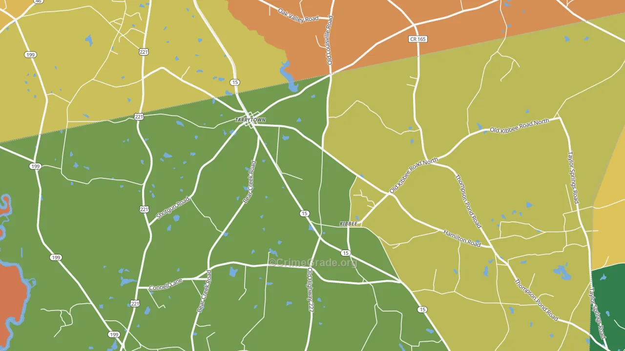 Tarrytown, GA Map of Robbery Rates