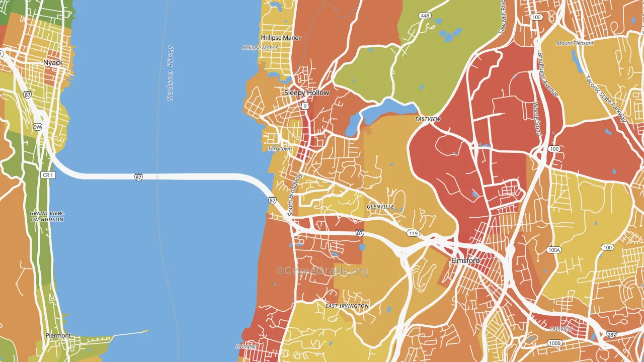 Tarrytown, NY Map of Robbery Rates