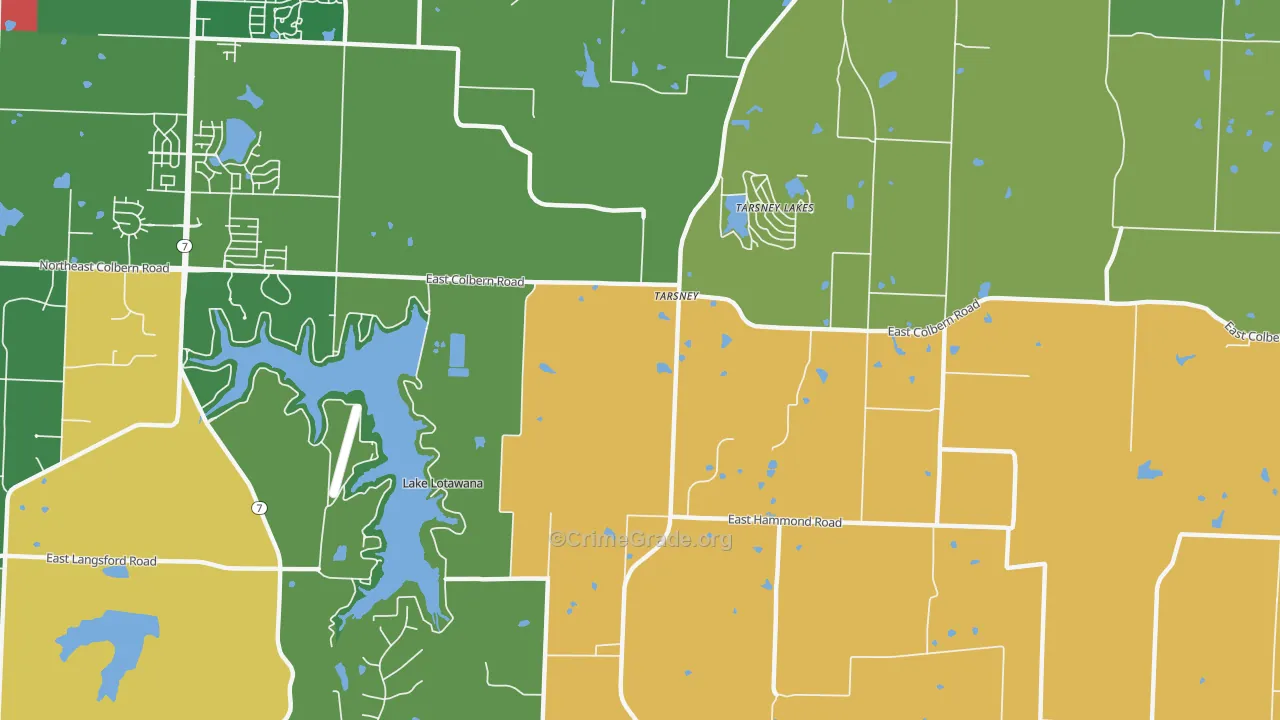 Tarsney Lakes, MO Map of Robbery Rates