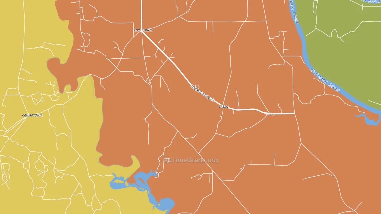 Tasso, AL Map of Robbery Rates