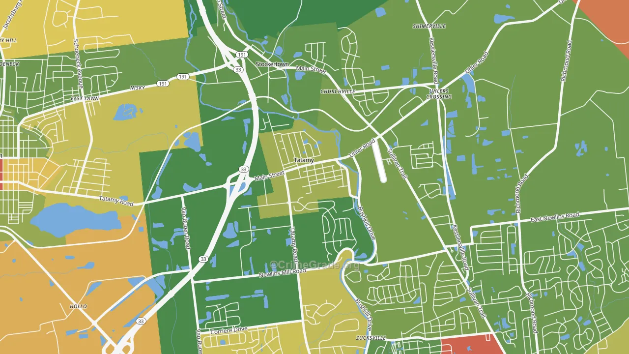 Tatamy, PA Map of Robbery Rates