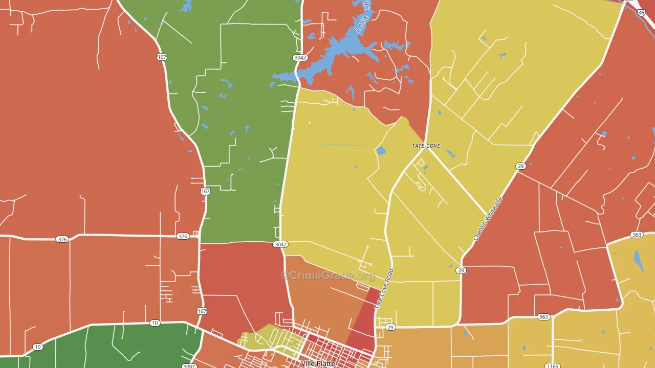 Tate Cove, LA Map of Robbery Rates