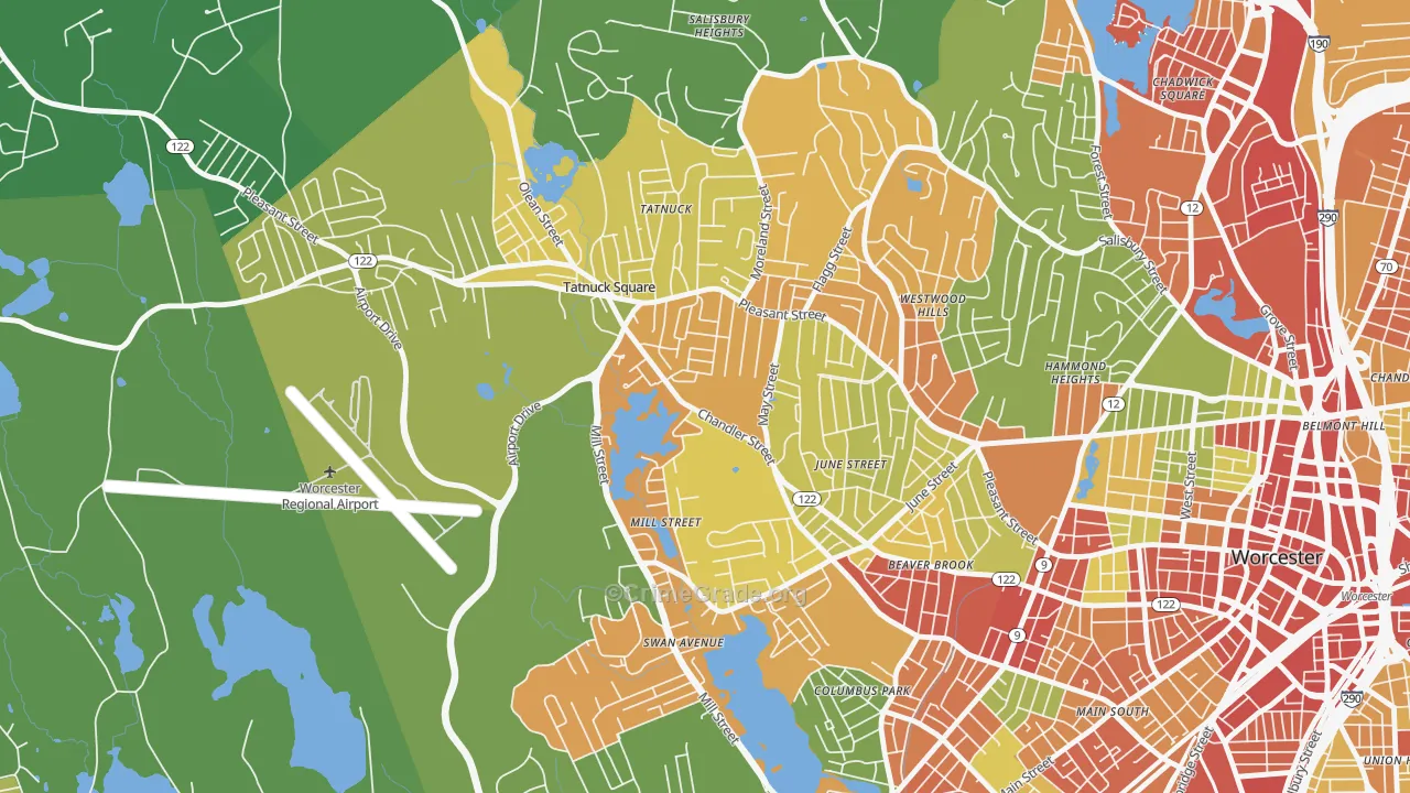 Tatnuck, Worcester, MA Map of Robbery Rates