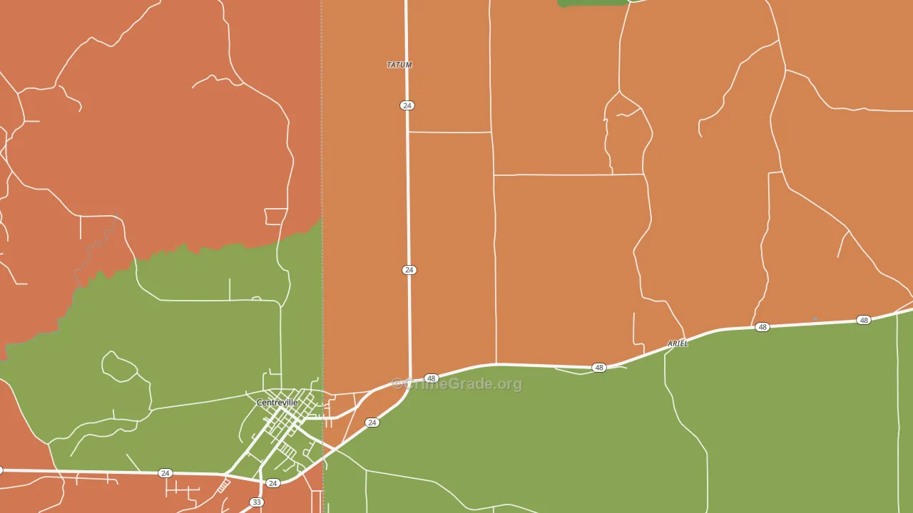 Tatum, MS Map of Robbery Rates