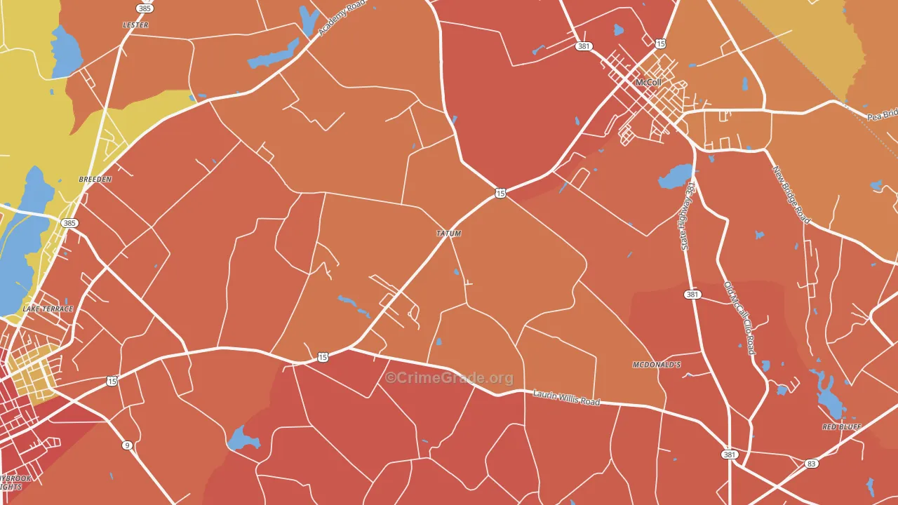 Tatum, SC Map of Robbery Rates