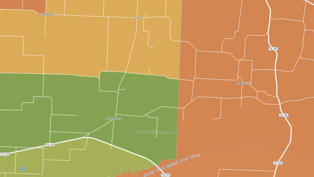 Tatumville, TN Map of Robbery Rates