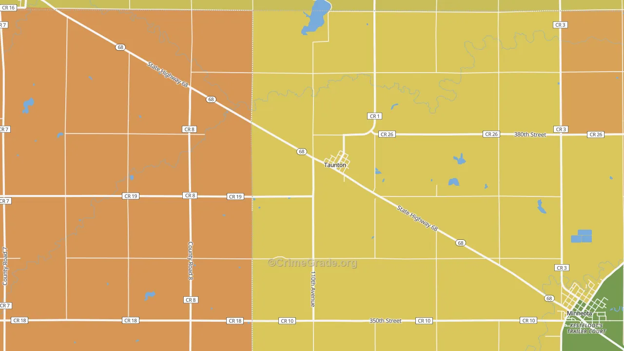 Taunton, MN Map of Robbery Rates