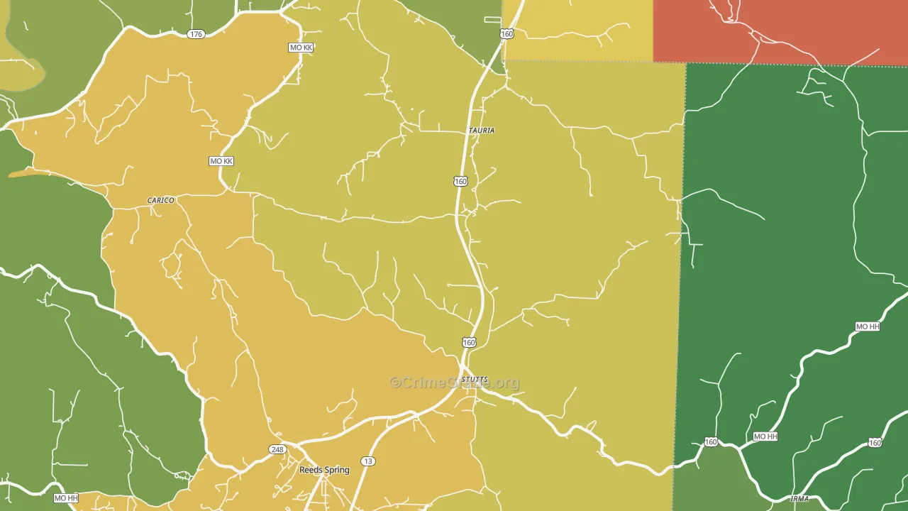 Tauria, MO Map of Robbery Rates
