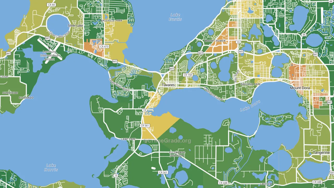 Tavares, FL Map of Robbery Rates