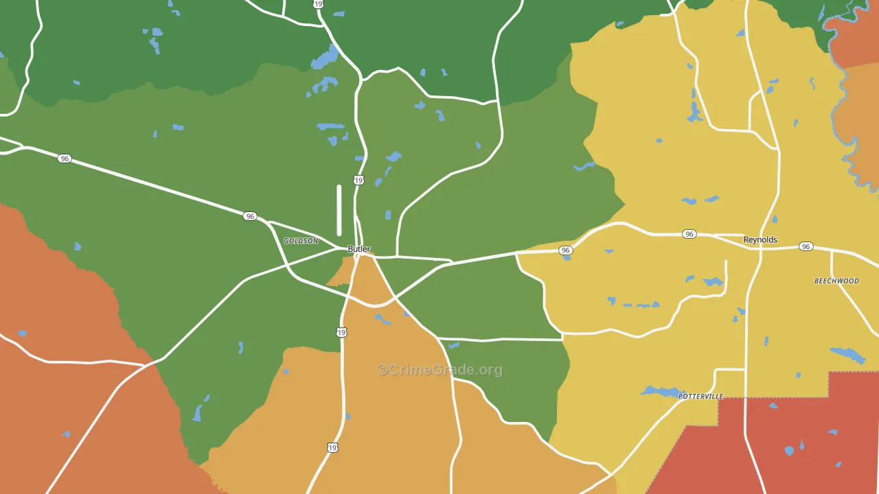 Taylor County, GA Map of Robbery Rates