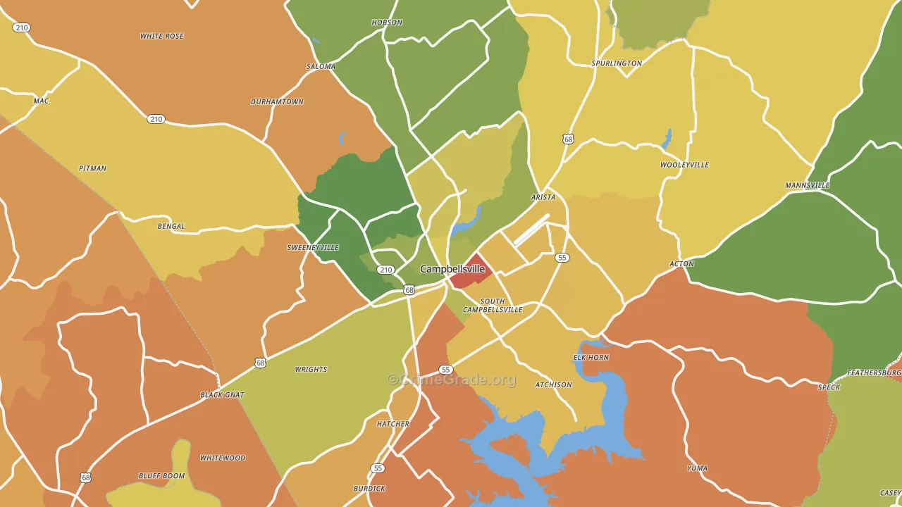 Taylor County, KY Map of Robbery Rates