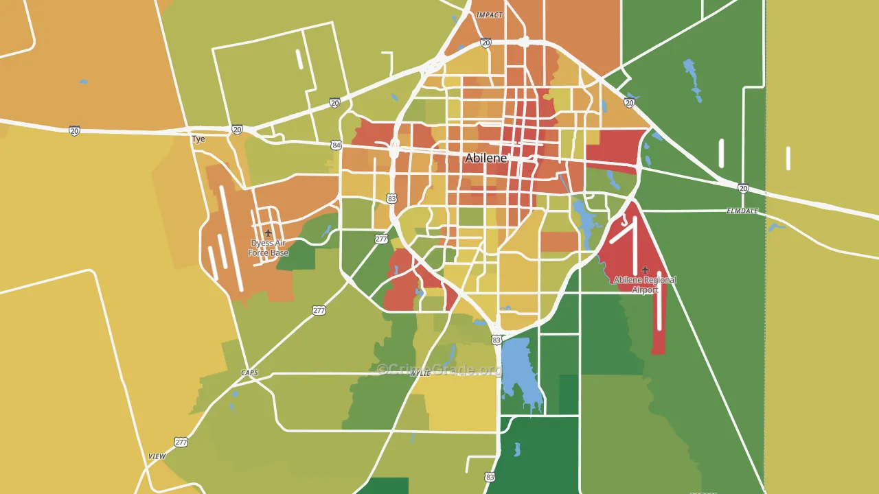 Taylor County, TX Map of Robbery Rates