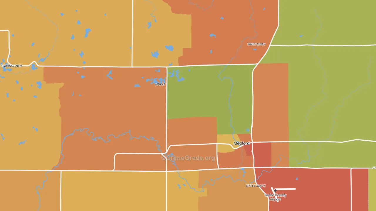 Taylor County, WI Map of Robbery Rates