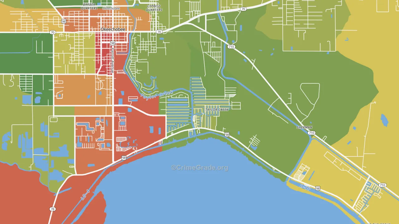 Taylor Creek, FL Map of Robbery Rates