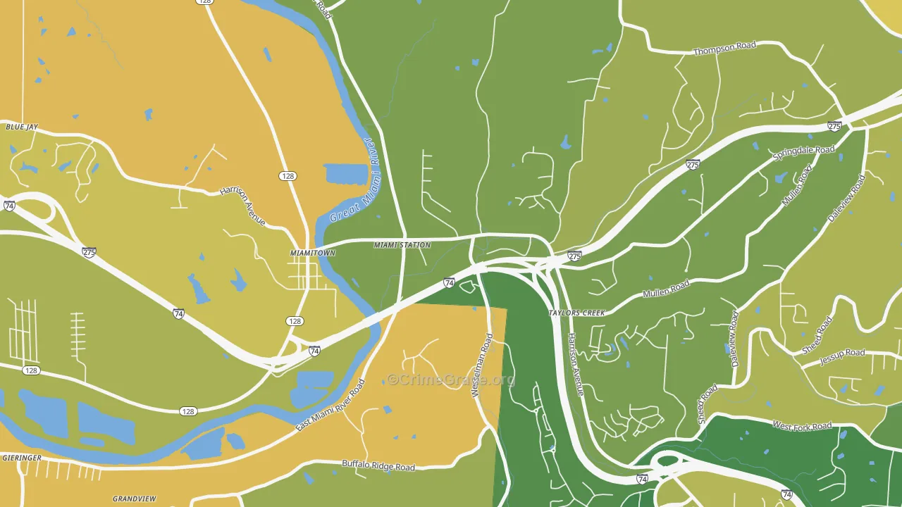 Taylor Creek, OH Map of Robbery Rates