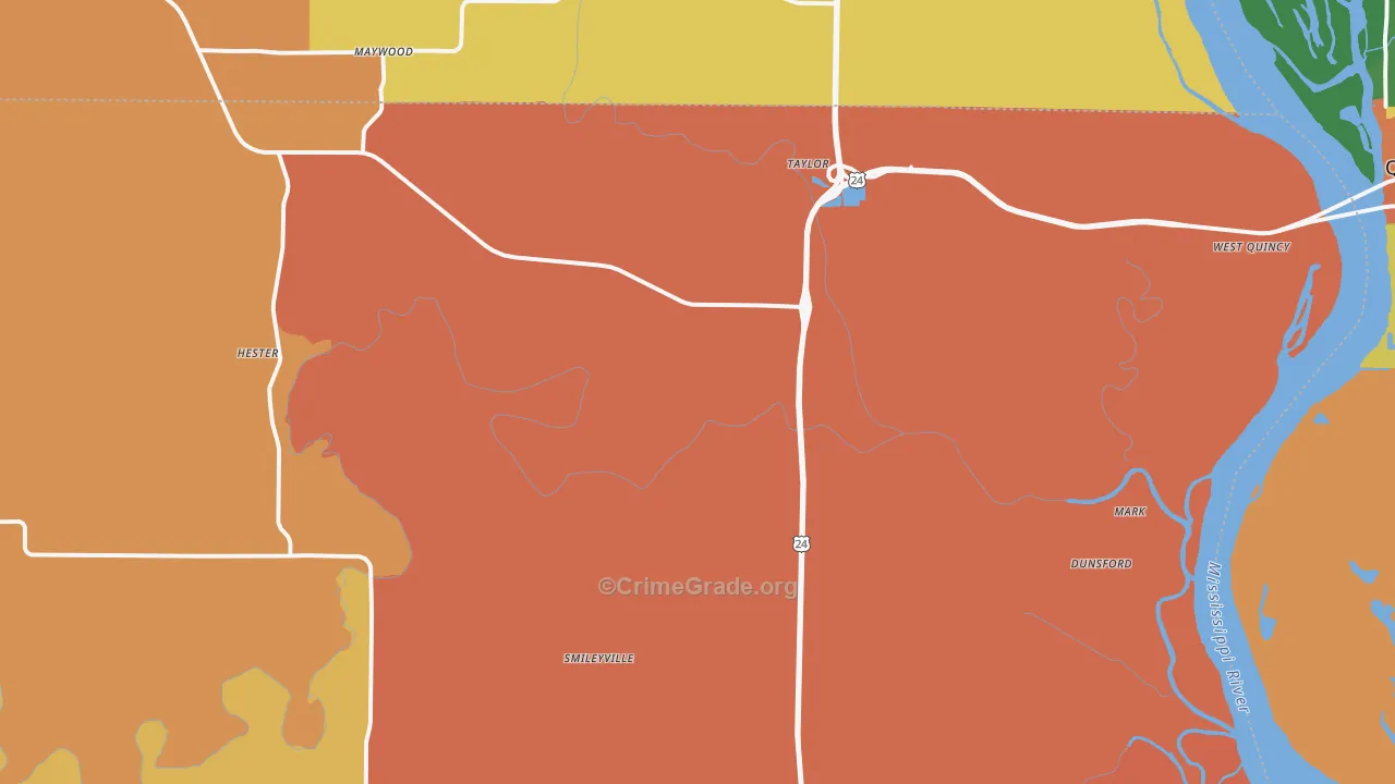 Taylor, MO Map of Robbery Rates