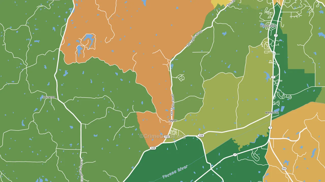 Taylor, MS Map of Robbery Rates