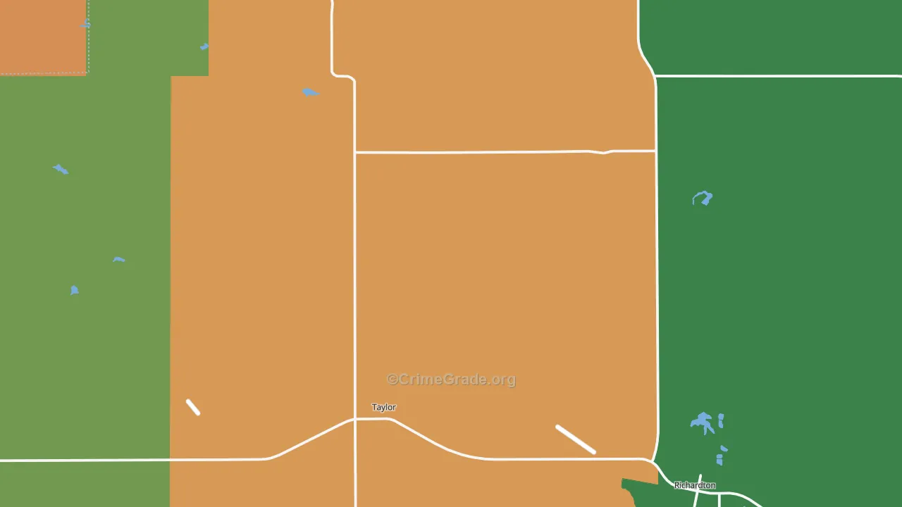 Taylor, ND Map of Robbery Rates