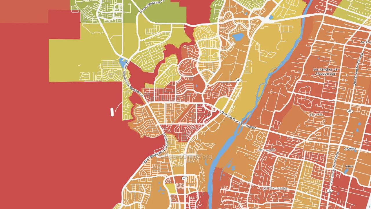 Taylor Ranch, Albuquerque, NM Map of Robbery Rates