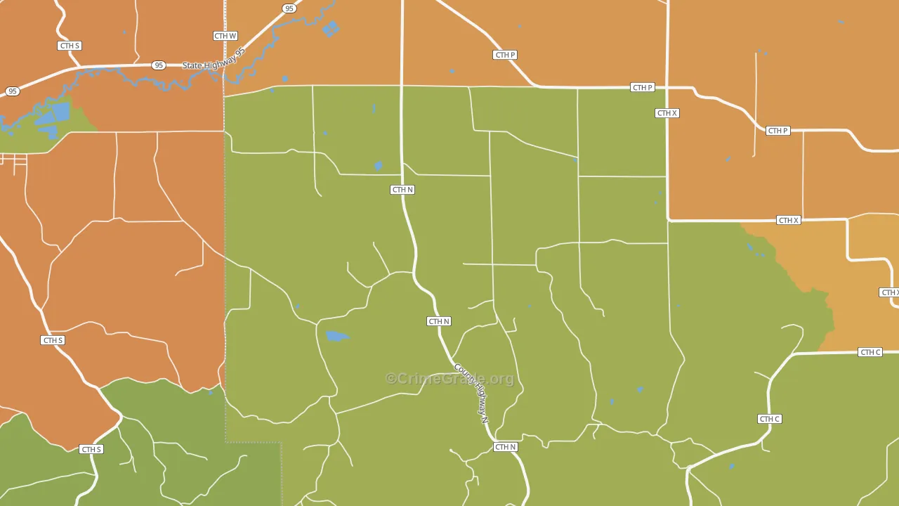 Taylor, WI Map of Robbery Rates