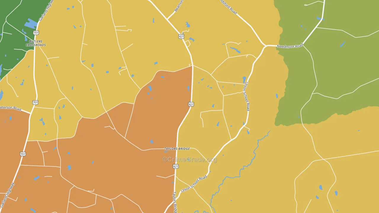 Taylors Bridge, NC Map of Robbery Rates