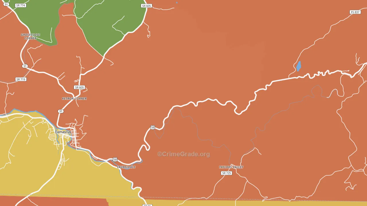 Taylors Valley, VA Map of Robbery Rates