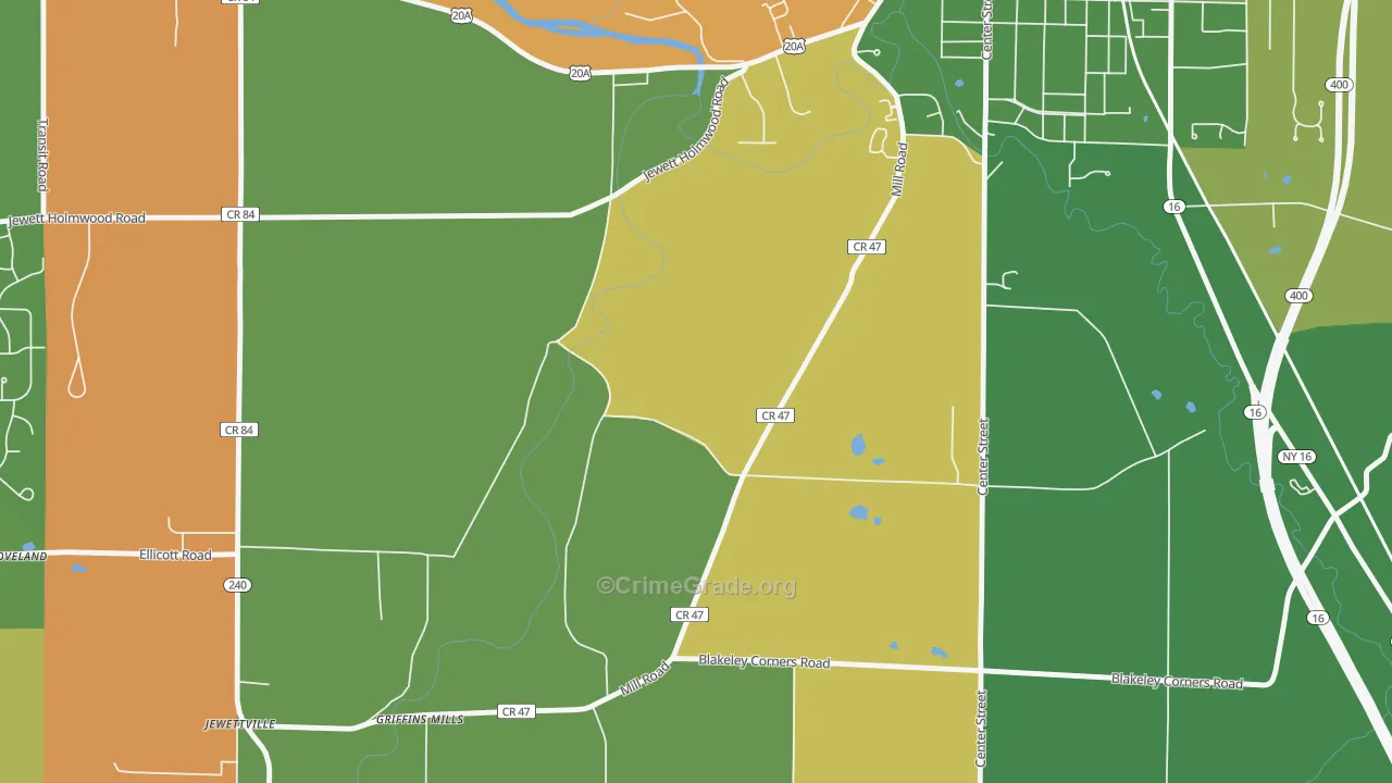Taylorshire, NY Map of Robbery Rates