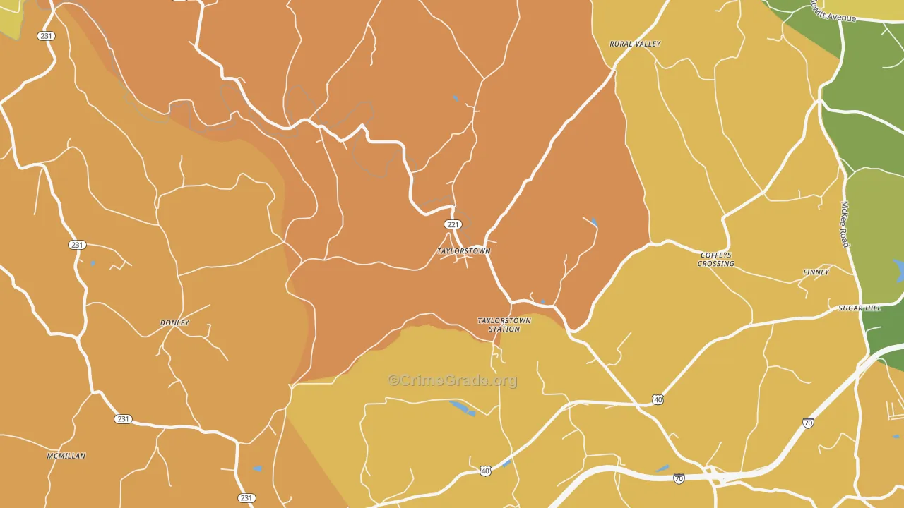 Taylorstown, PA Map of Robbery Rates