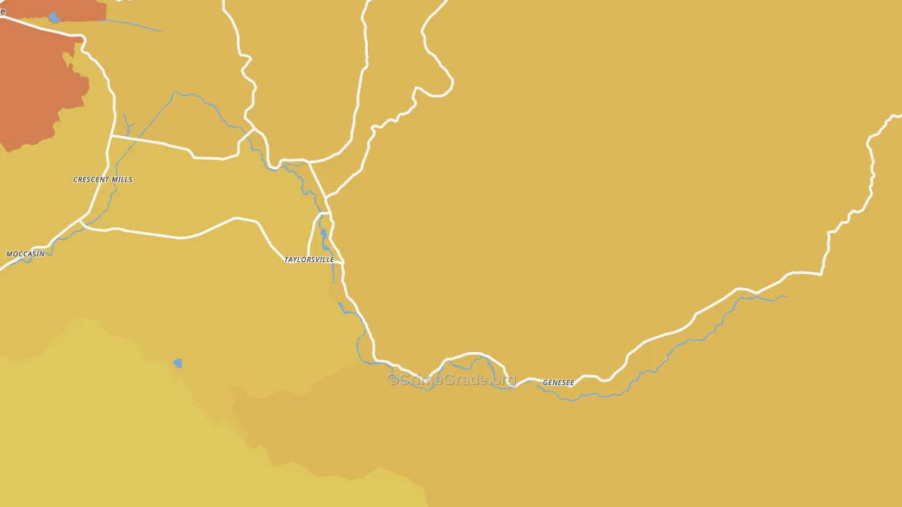 Taylorsville, CA Map of Robbery Rates