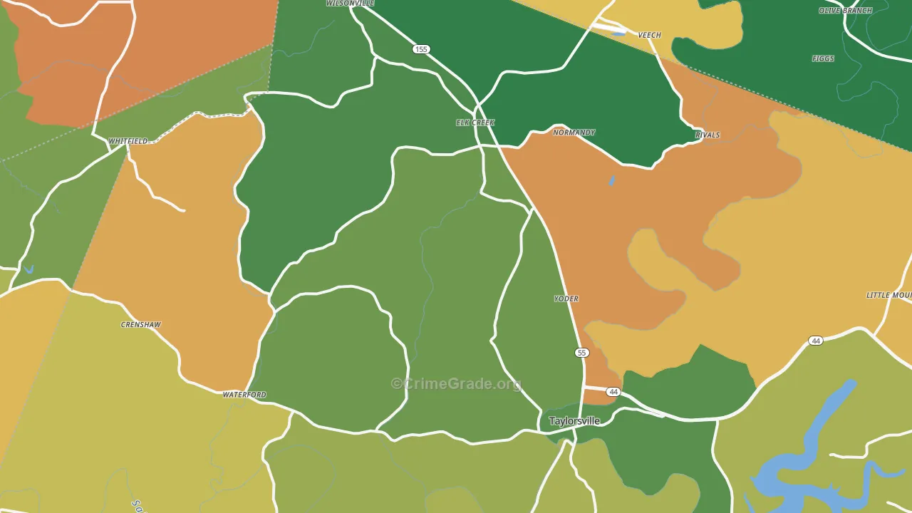Taylorsville, KY Map of Robbery Rates