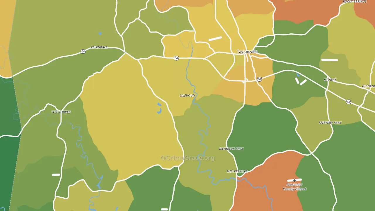 Taylorsville, NC Map of Robbery Rates