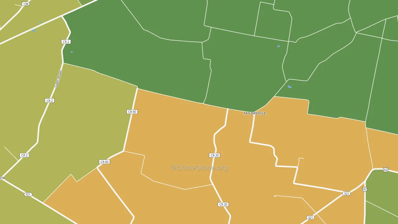 Taylorsville, OH Map of Robbery Rates
