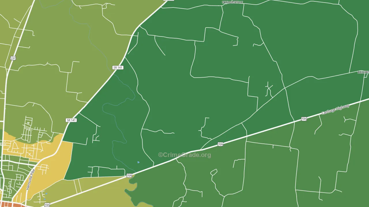 Taylorsville, TN Map of Robbery Rates