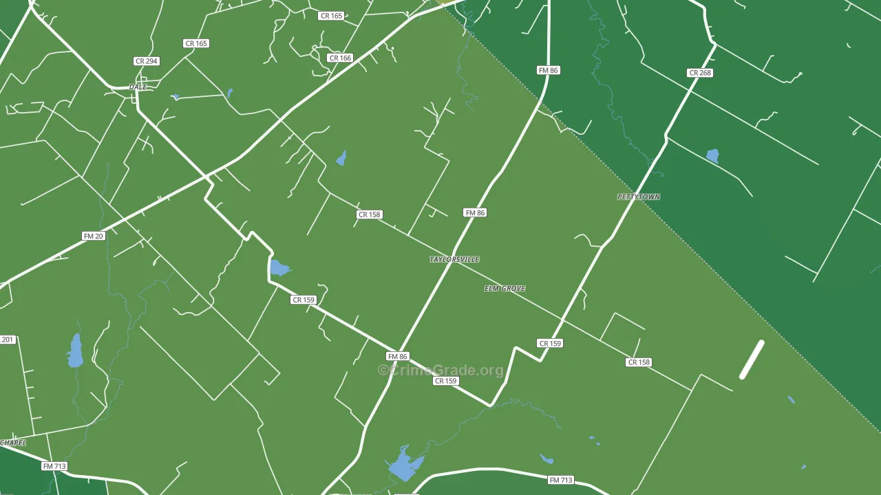 Taylorsville, TX Map of Robbery Rates