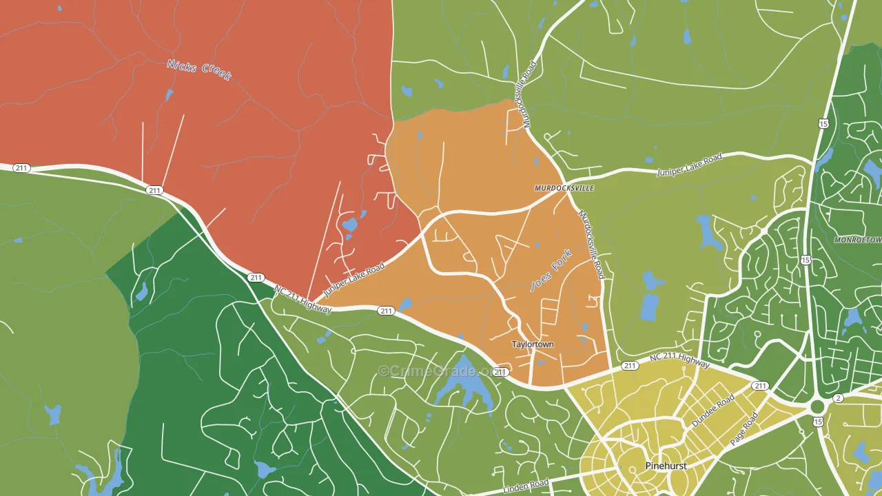 Taylortown, NC Map of Robbery Rates