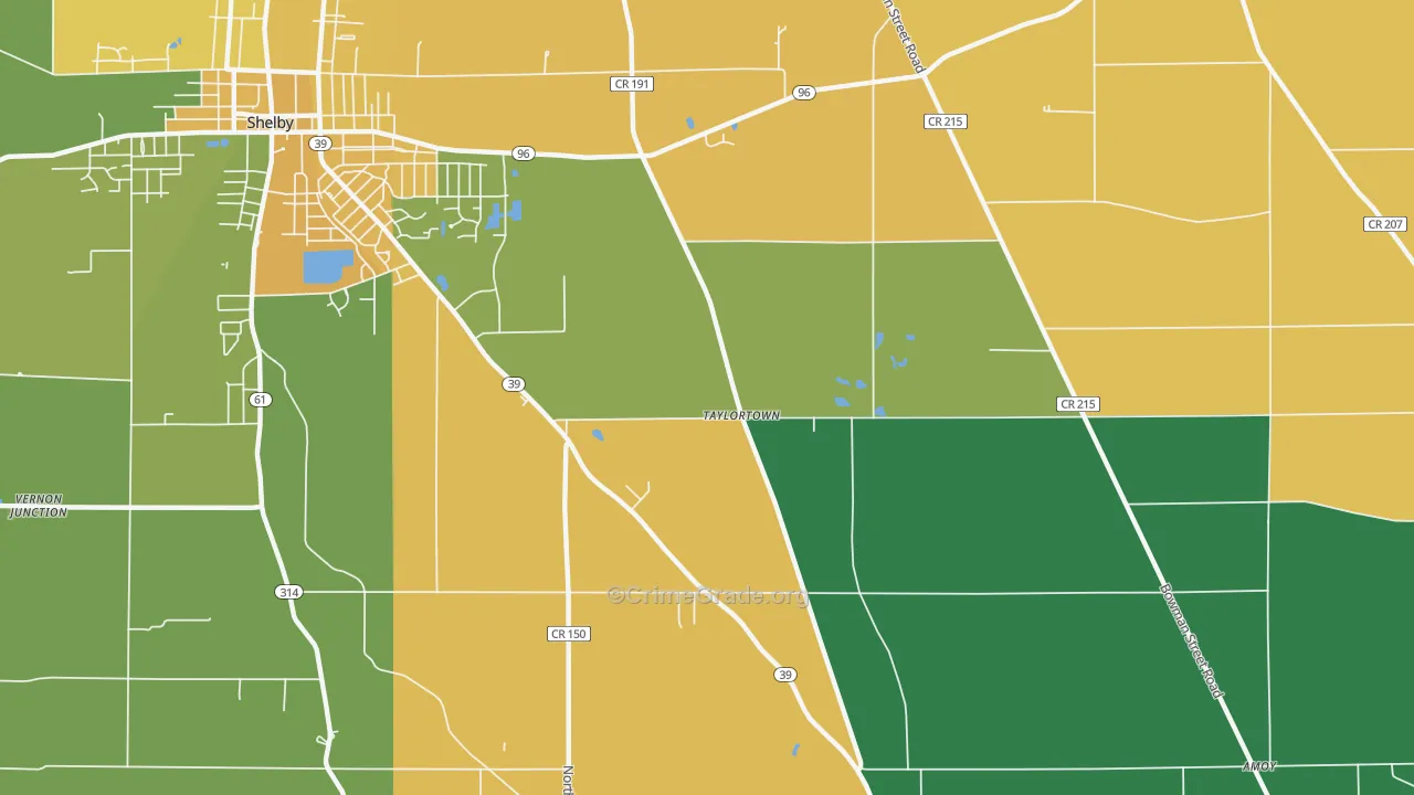 Taylortown, OH Map of Robbery Rates