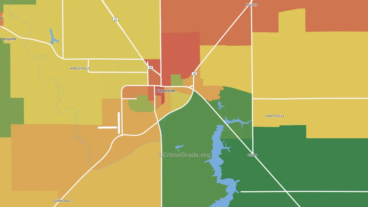 Taylorville, IL Map of Robbery Rates