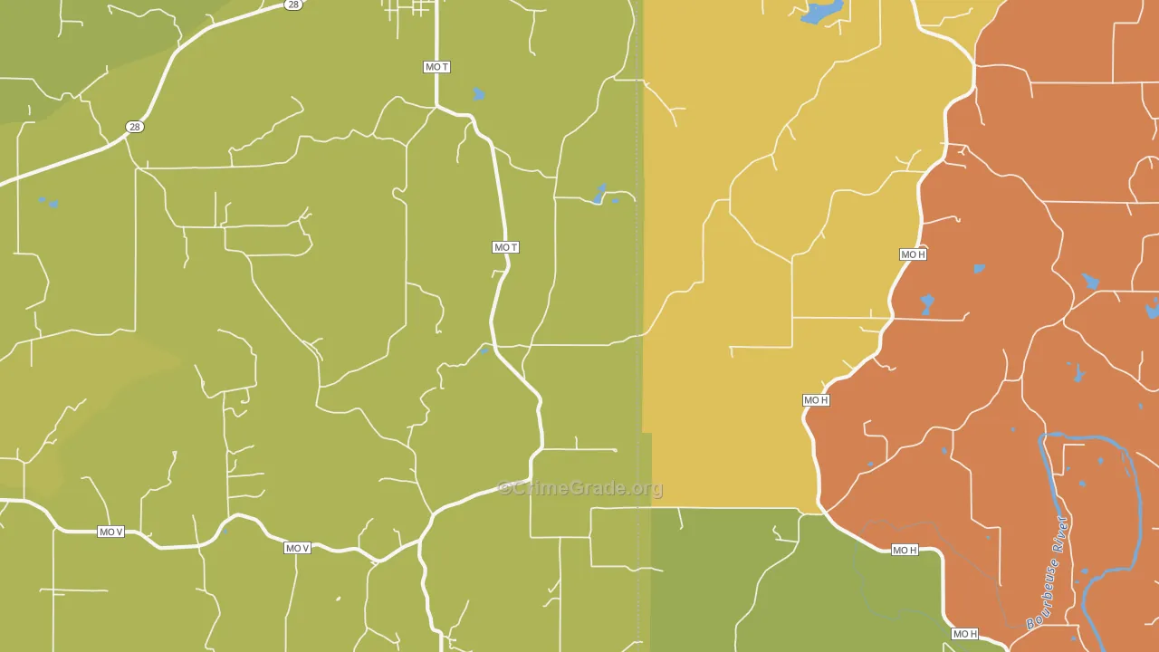 Tea, MO Map of Robbery Rates