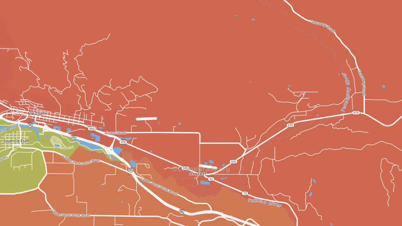 Teanaway, WA Map of Robbery Rates