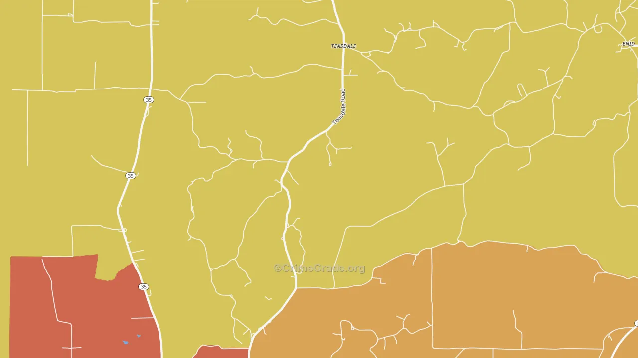 Teasdale, MS Map of Robbery Rates