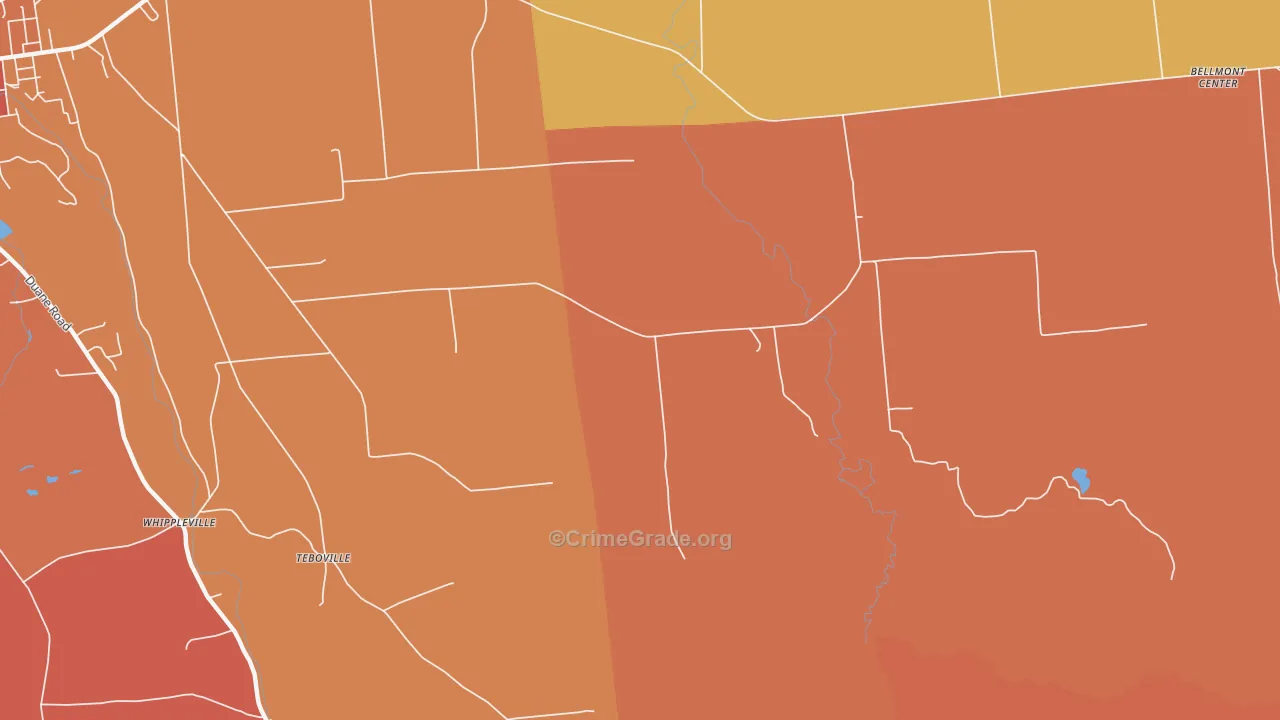 Teboville, NY Map of Robbery Rates