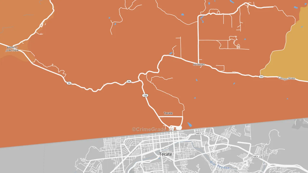 Tecate, CA Map of Robbery Rates