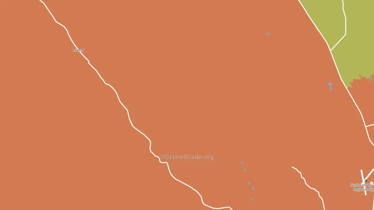 Teckla, WY Map of Robbery Rates